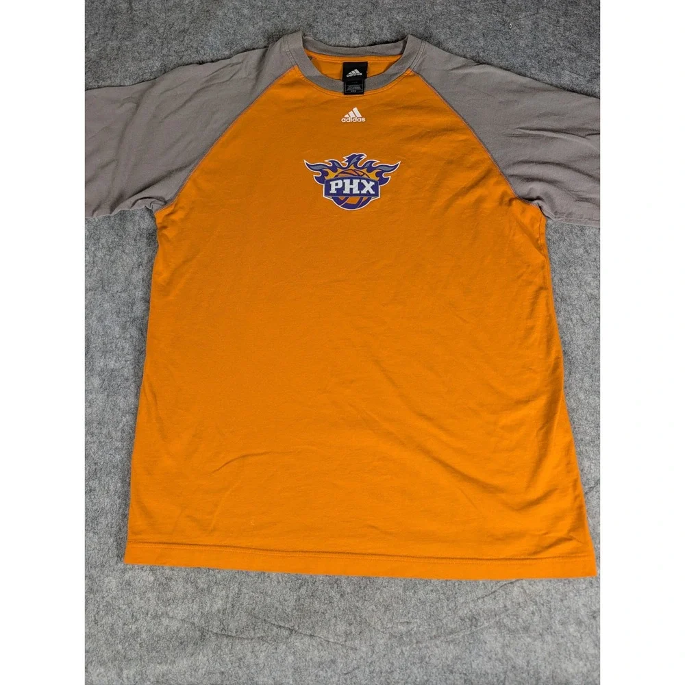 Adidas Phoenix Suns NBA‎ Raglan T-Shirt Orange Grey PHX Logo Mens M